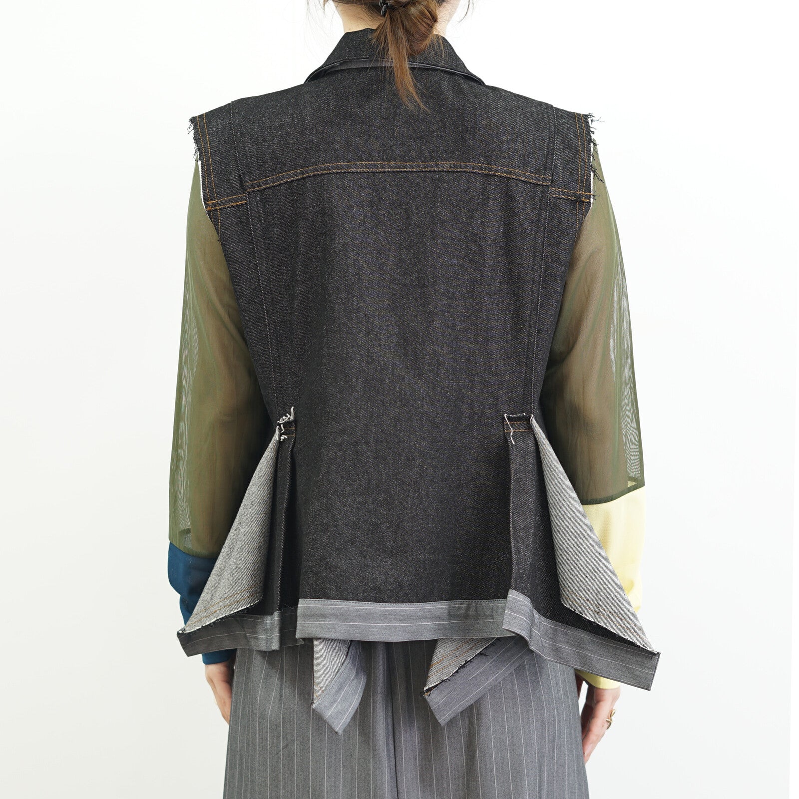 Layered Stripe Denim Vest