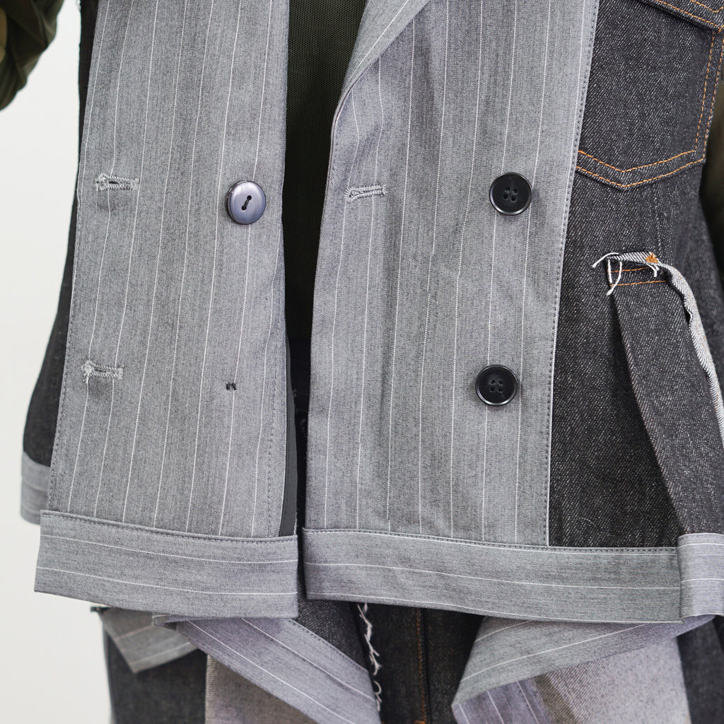 Layered Stripe Denim Vest