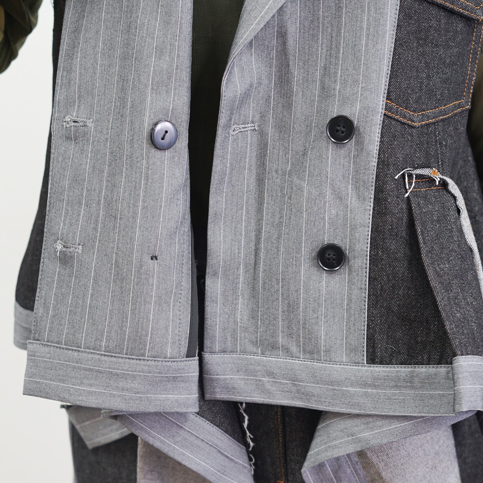 Layered Stripe Denim Vest