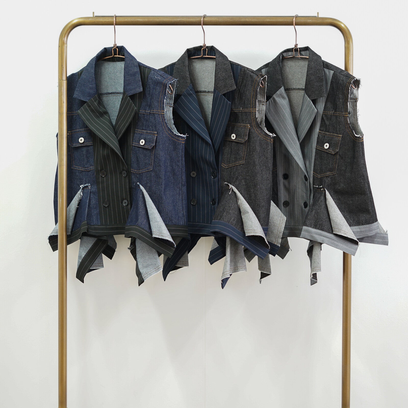 Layered Stripe Denim Vest