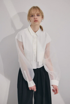 Sheer Sleeve Cargo Shirt