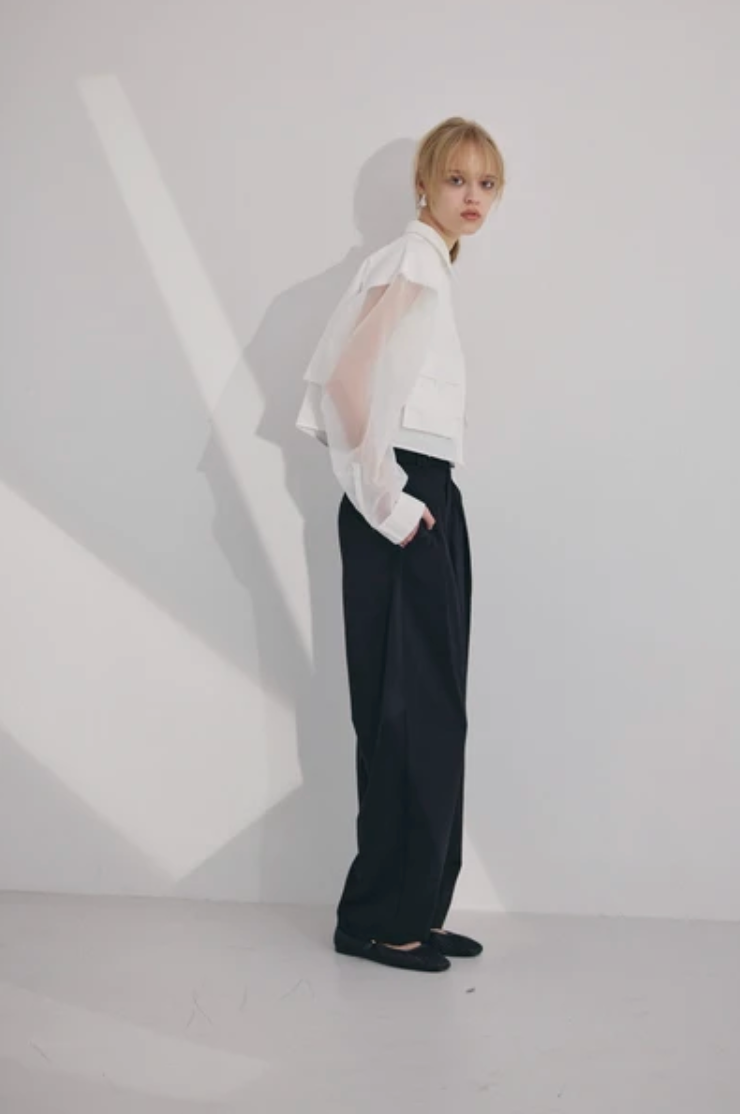 Sheer Sleeve Cargo Shirt