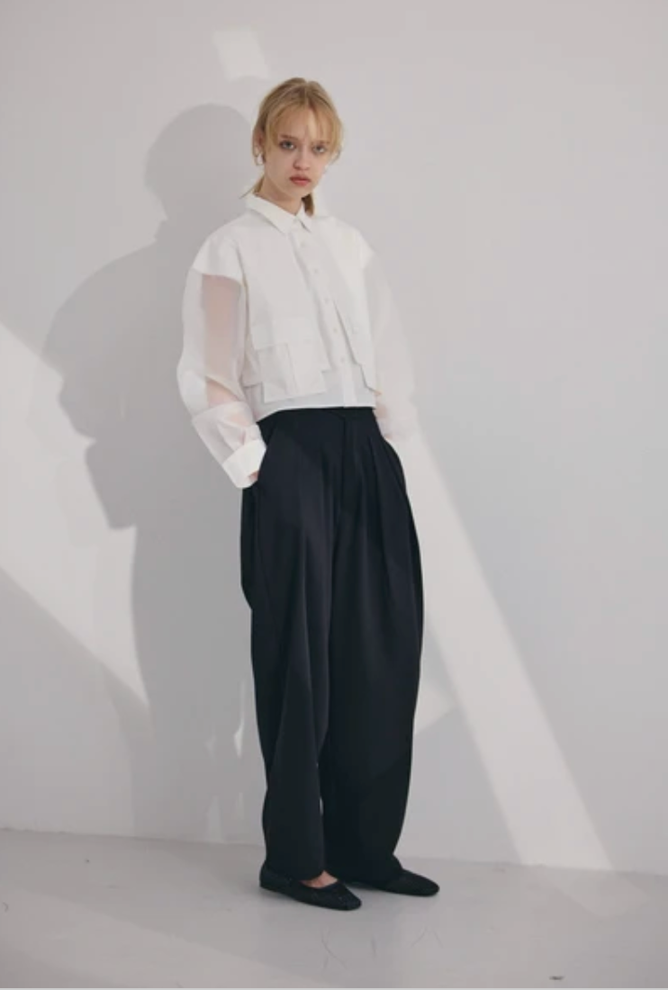 Sheer Sleeve Cargo Shirt