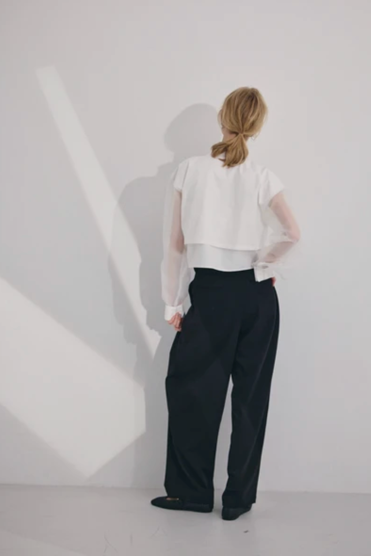 Sheer Sleeve Cargo Shirt
