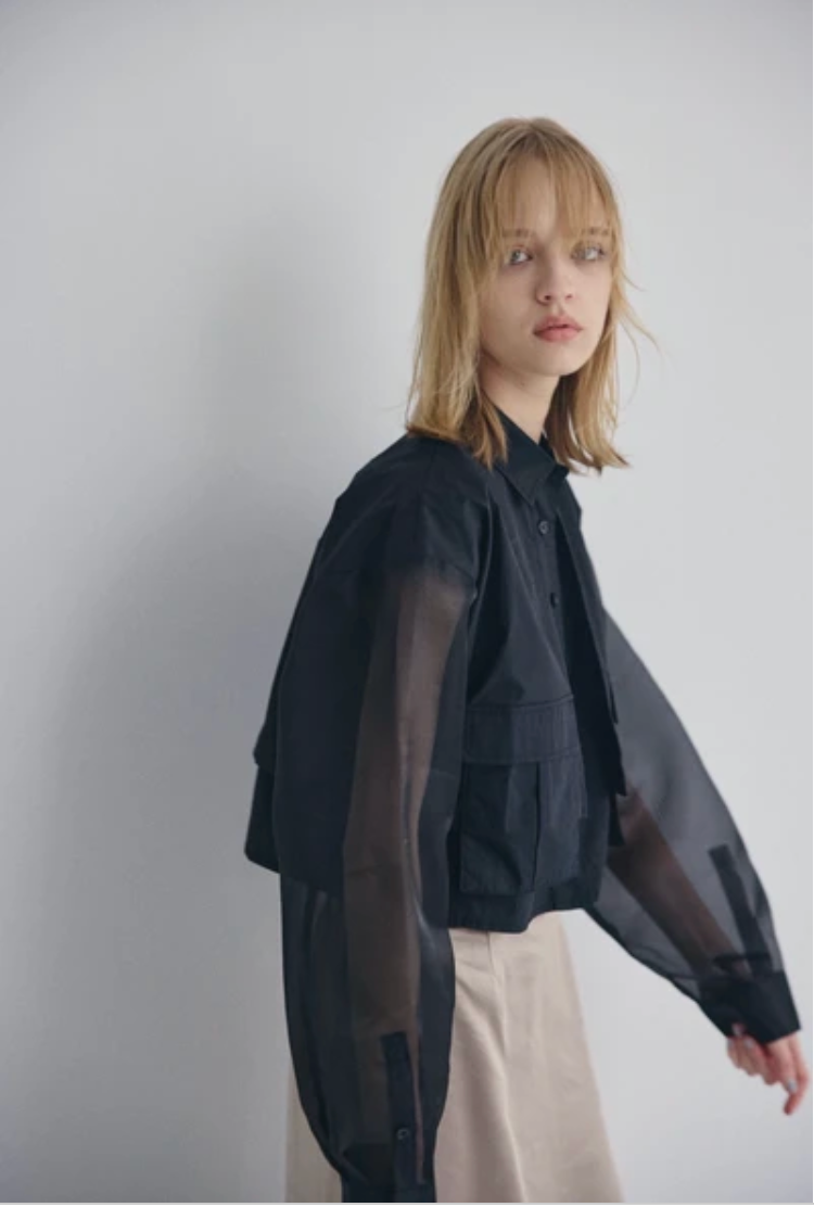 Sheer Sleeve Cargo Shirt