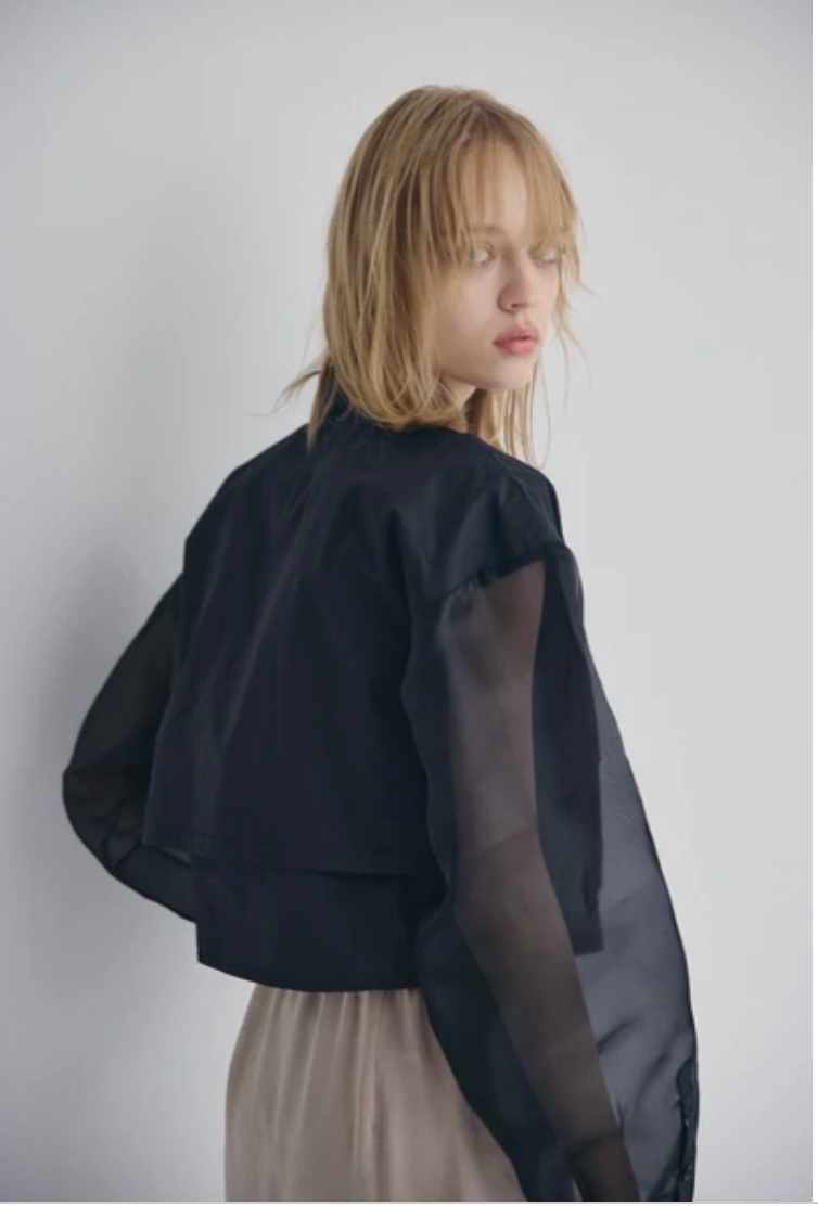 Sheer Sleeve Cargo Shirt