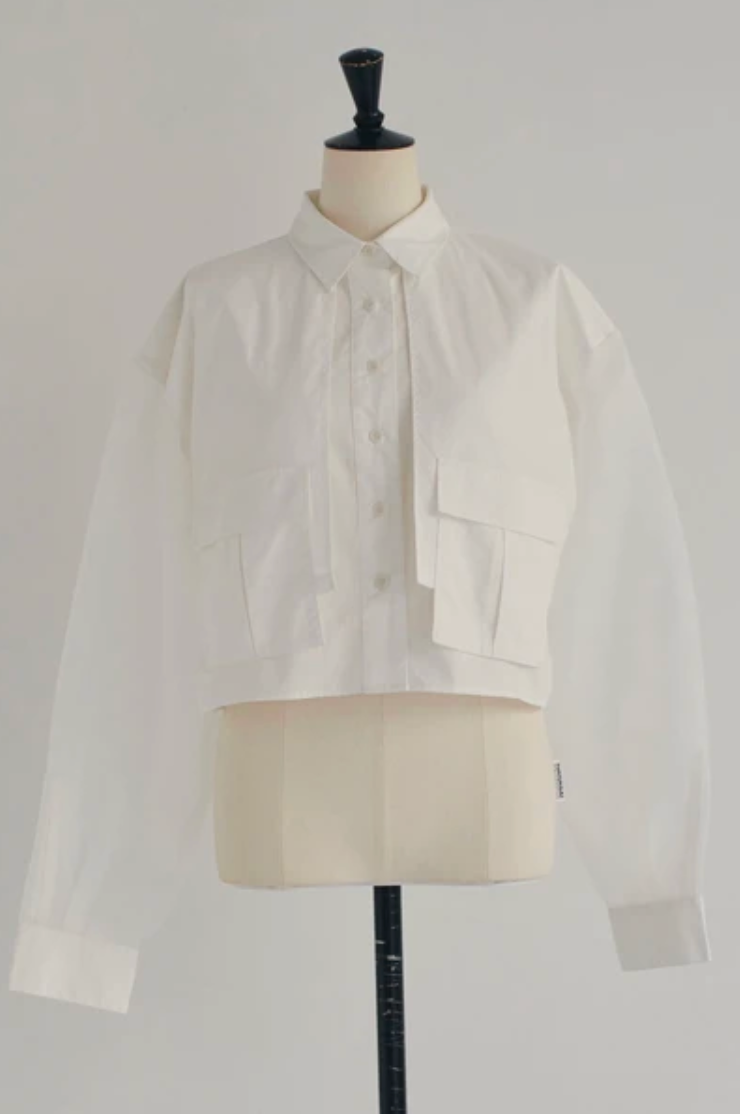 Sheer Sleeve Cargo Shirt