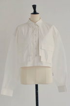 Sheer Sleeve Cargo Shirt