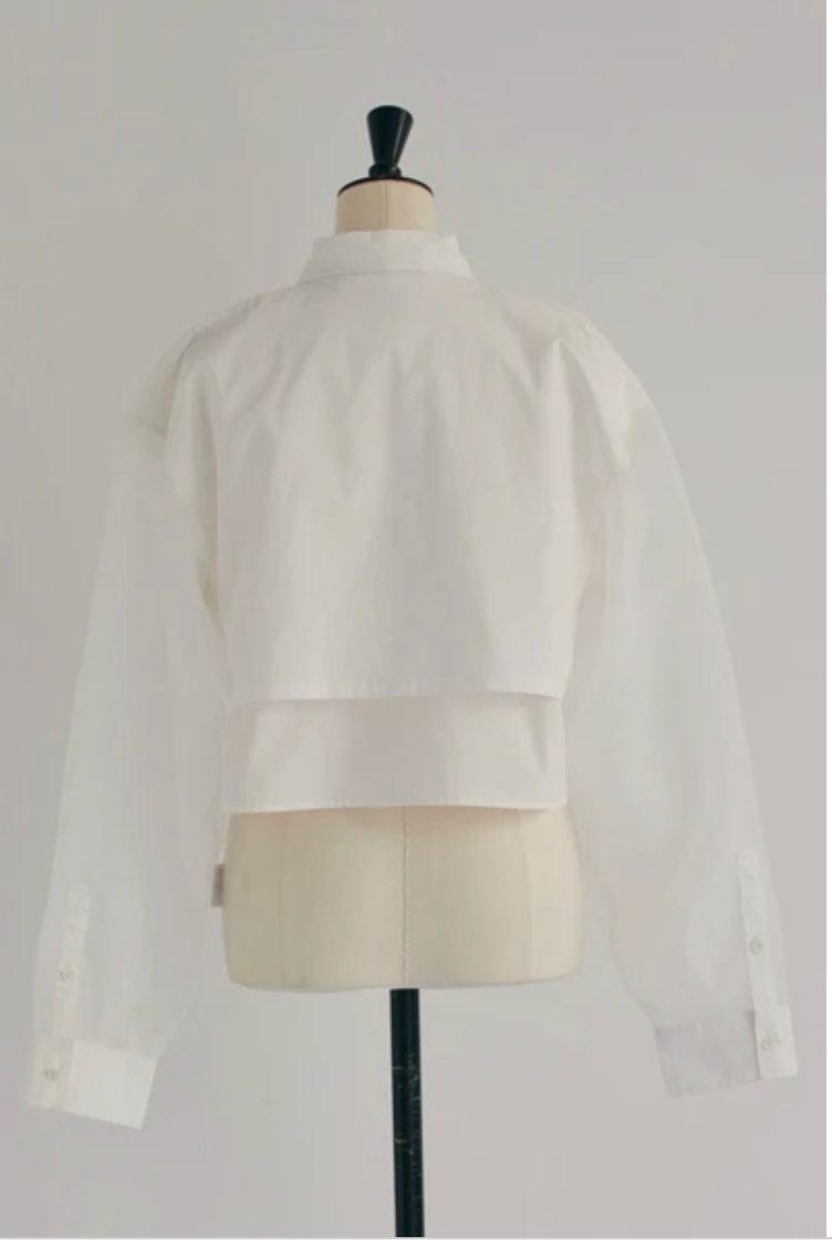 Sheer Sleeve Cargo Shirt