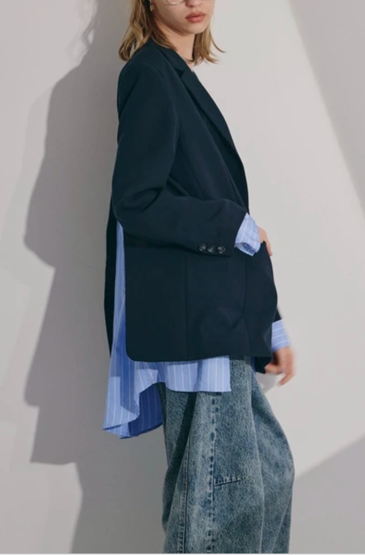 Layered Stripe Blazer Set