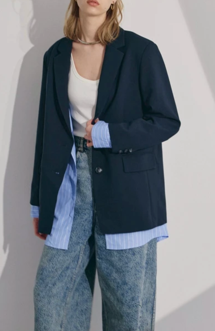 Layered Stripe Blazer Set