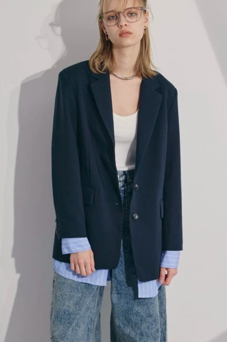 Layered Stripe Blazer Set