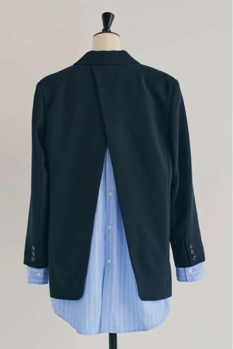 Layered Stripe Blazer Set