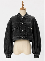 Balloon Sleeve Crop Denim Jacket