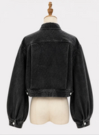 Balloon Sleeve Crop Denim Jacket