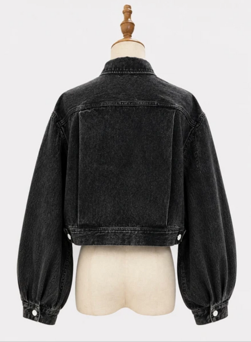 Balloon Sleeve Crop Denim Jacket
