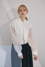 Sheer Sleeve Cargo Shirt