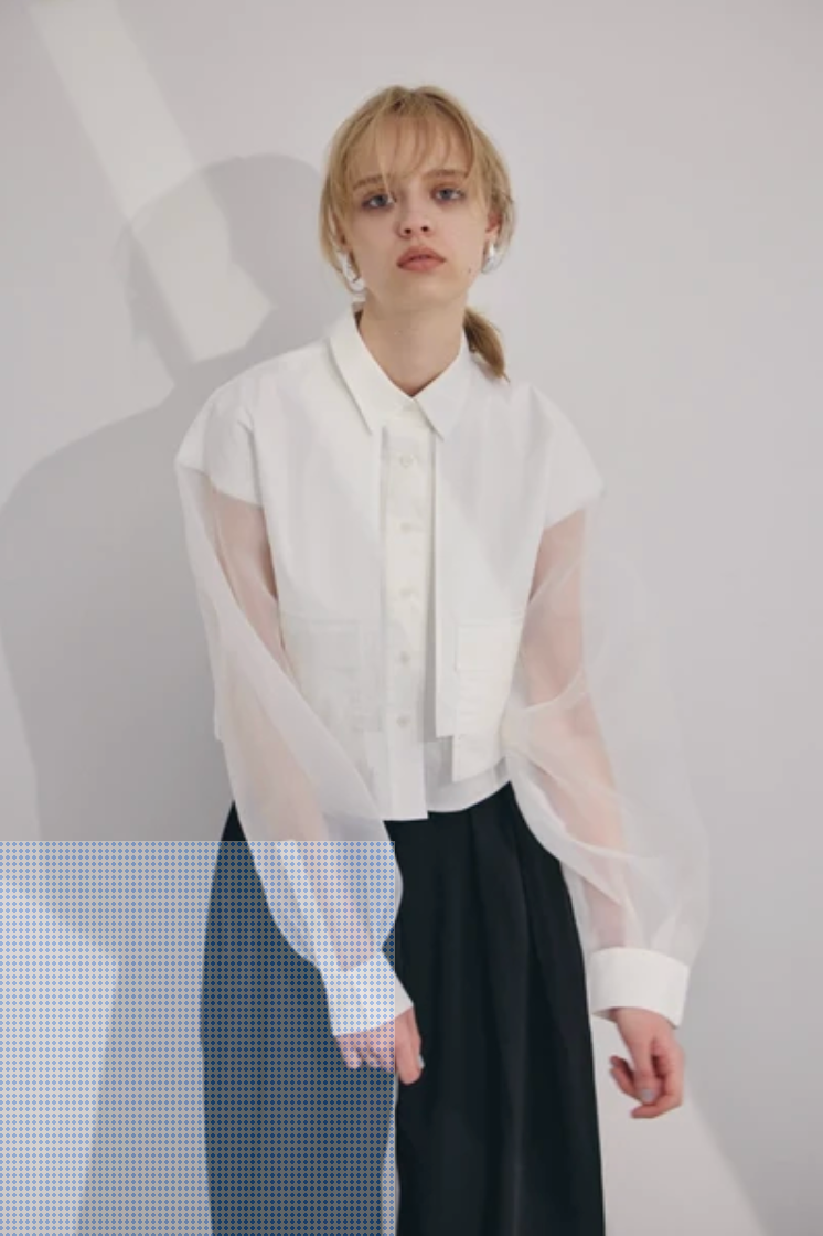 Sheer Sleeve Cargo Shirt