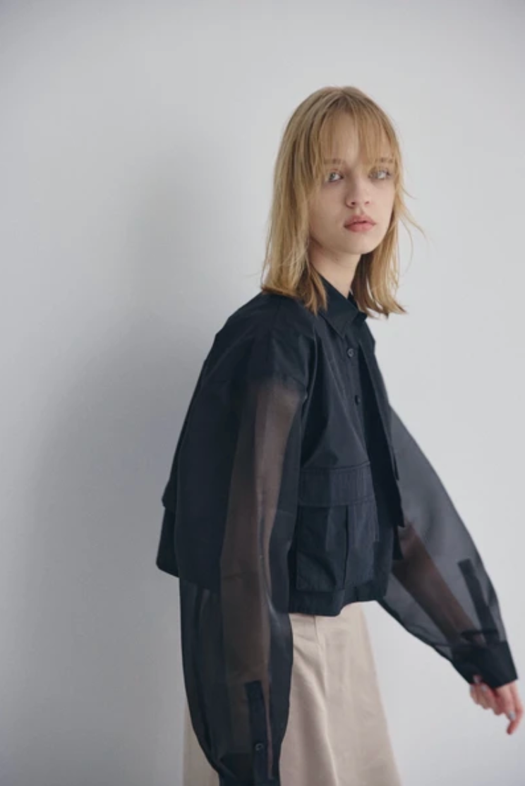 Sheer Sleeve Cargo Shirt