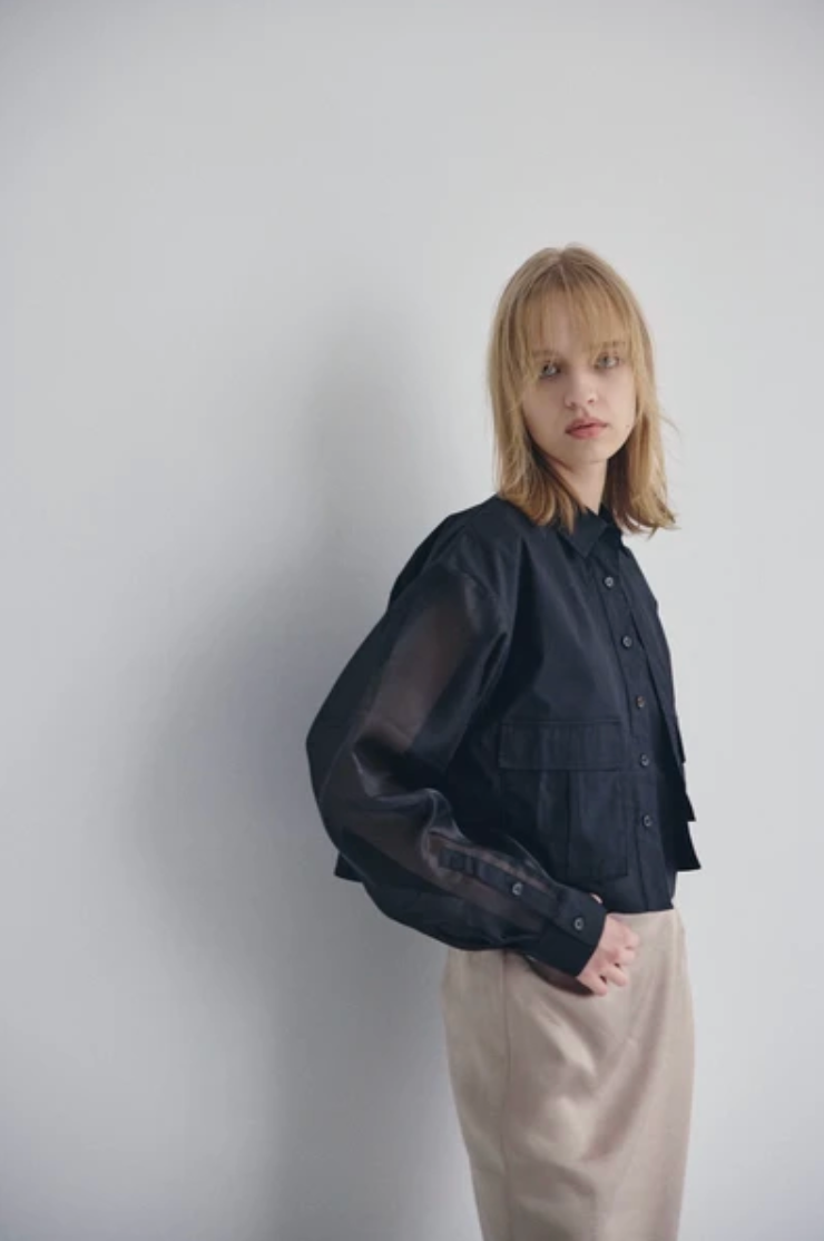 Sheer Sleeve Cargo Shirt