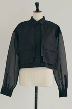 Sheer Sleeve Cargo Shirt