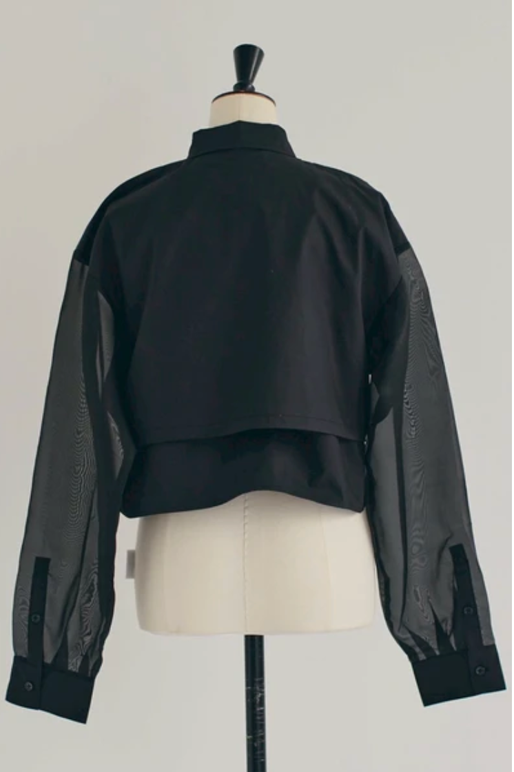 Sheer Sleeve Cargo Shirt