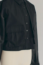 Sheer Sleeve Cargo Shirt