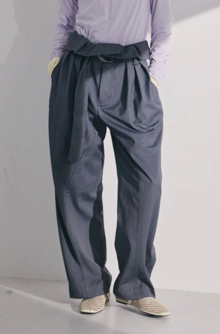 Foldover Wrap Wide-Leg Trousers