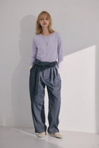 Foldover Wrap Wide-Leg Trousers