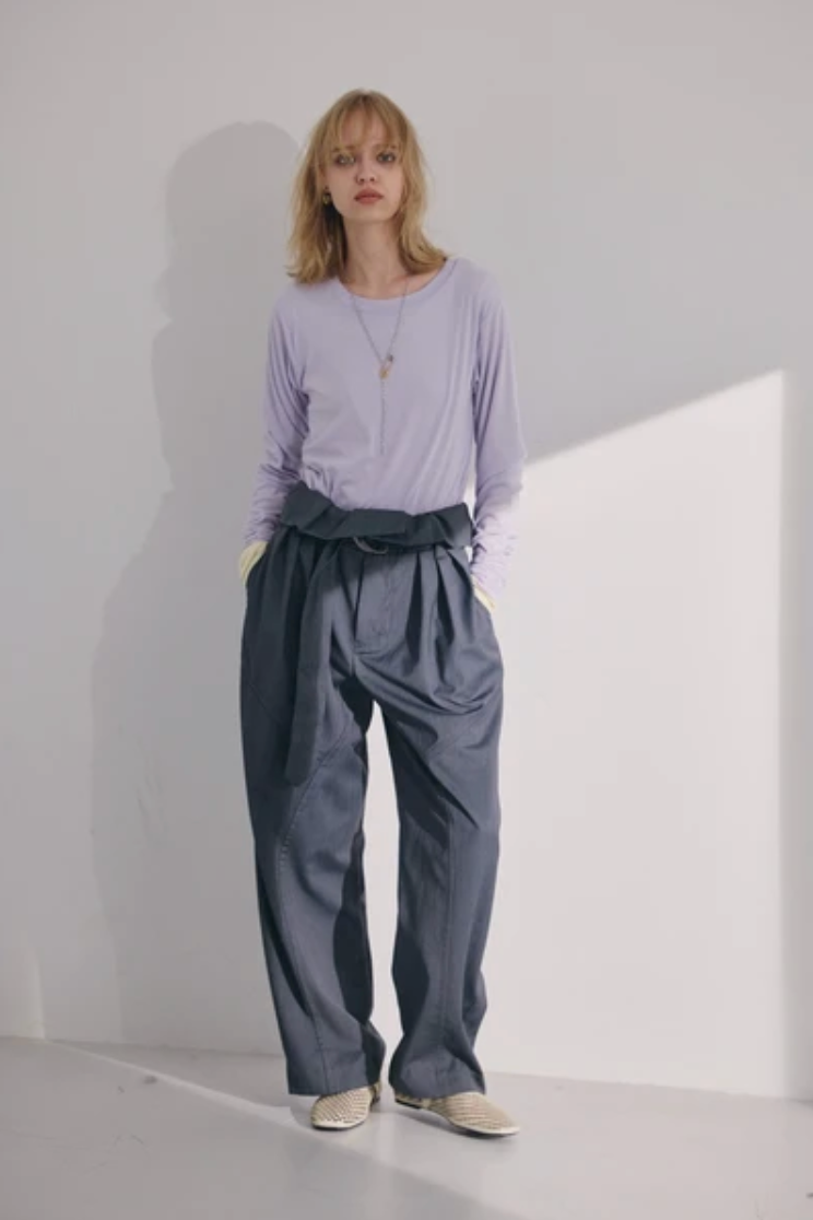 Foldover Wrap Wide-Leg Trousers