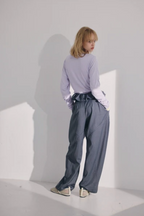 Foldover Wrap Wide-Leg Trousers