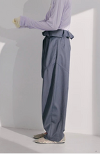 Foldover Wrap Wide-Leg Trousers