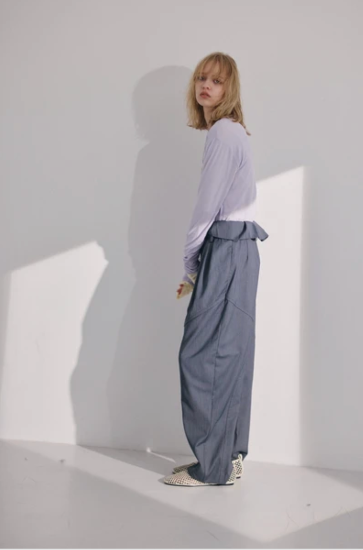 Foldover Wrap Wide-Leg Trousers