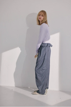 Foldover Wrap Wide-Leg Trousers