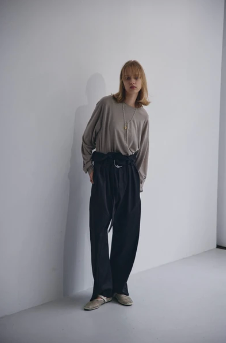 Foldover Wrap Wide-Leg Trousers