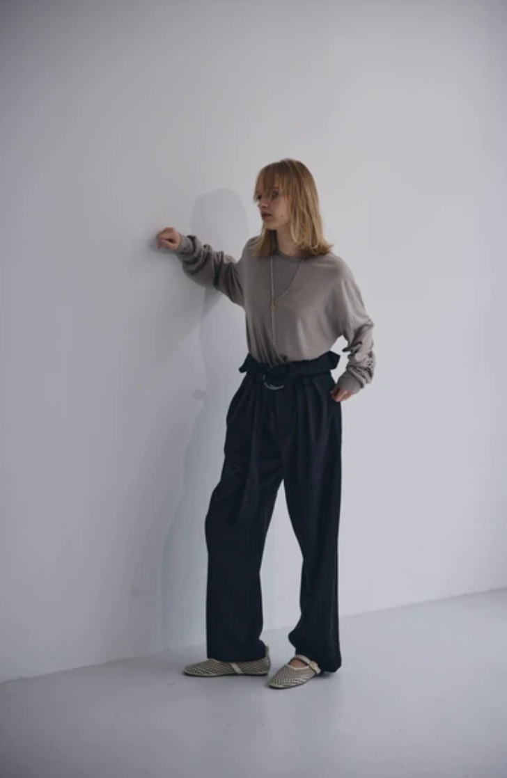 Foldover Wrap Wide-Leg Trousers