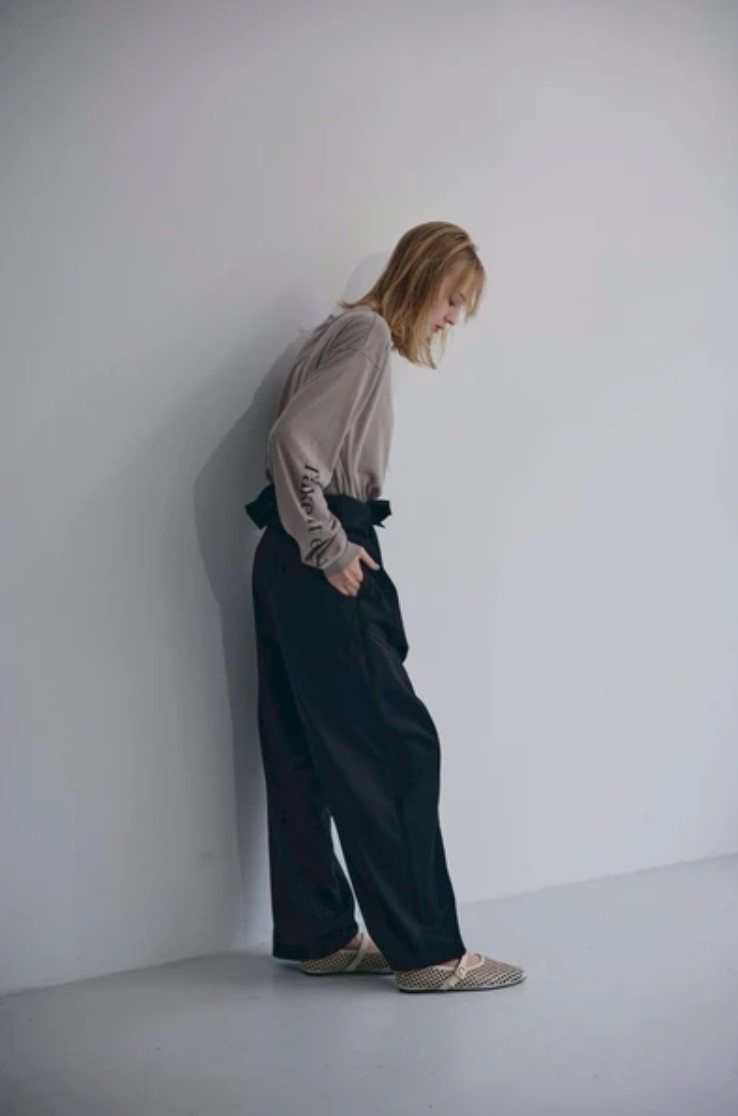 Foldover Wrap Wide-Leg Trousers