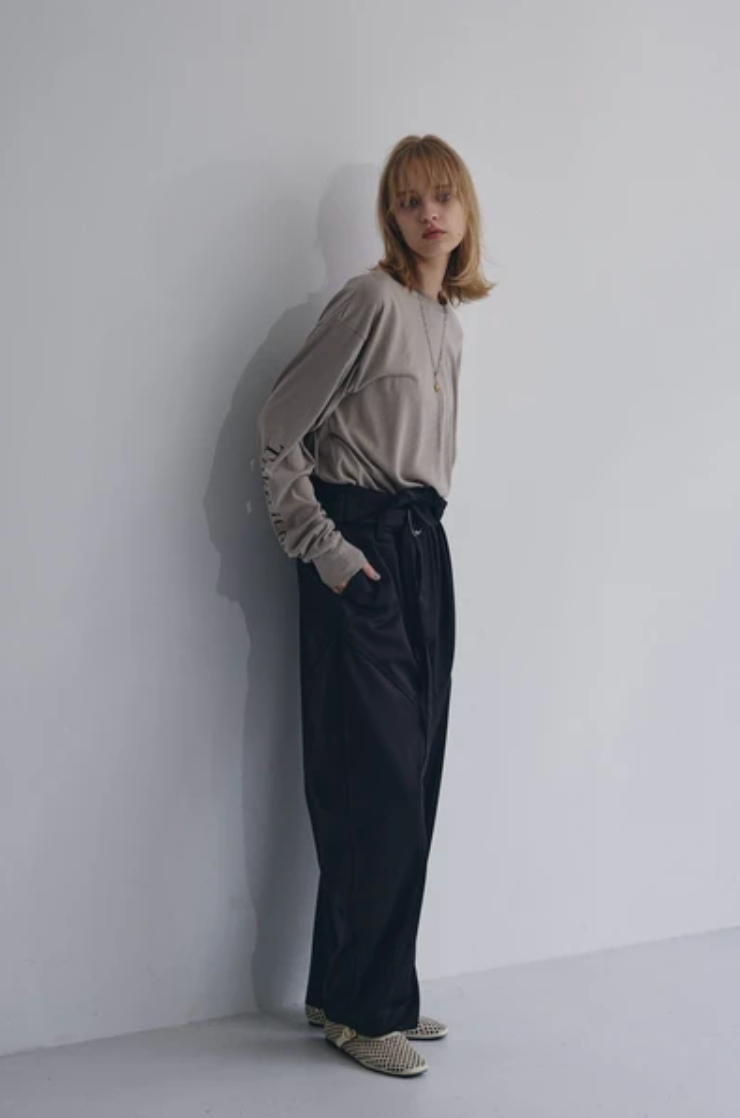 Foldover Wrap Wide-Leg Trousers