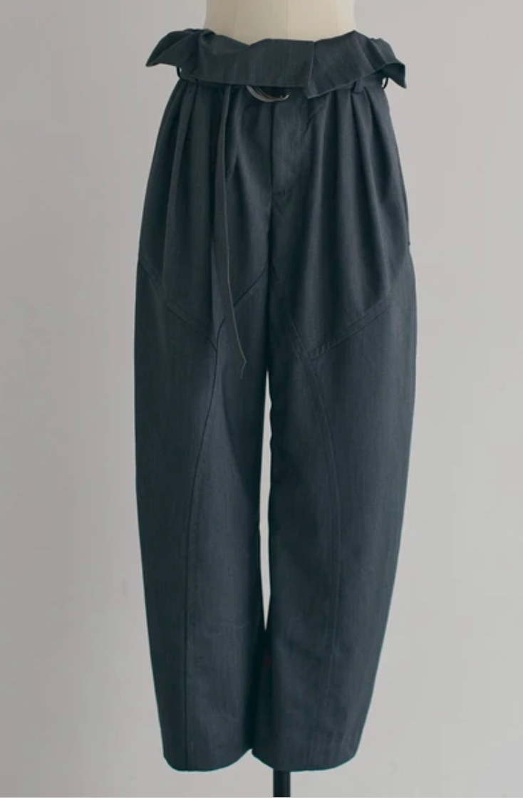 Foldover Wrap Wide-Leg Trousers