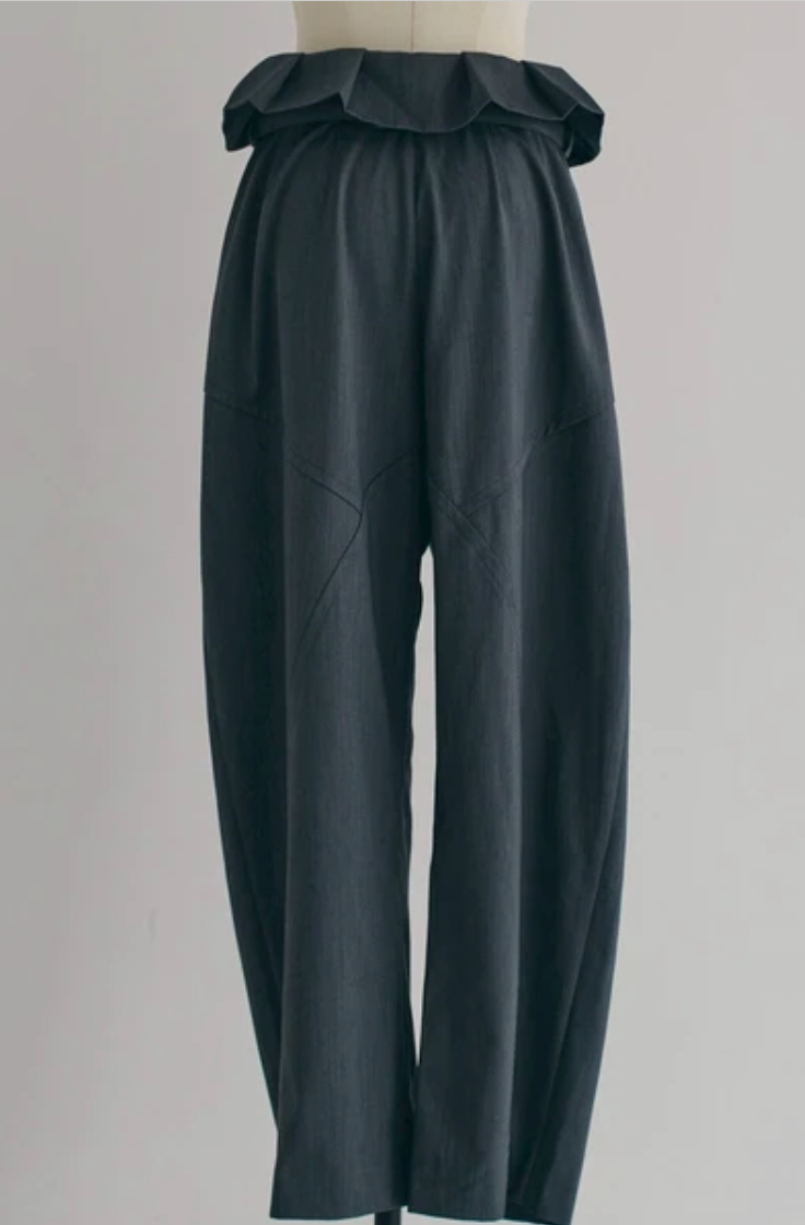 Foldover Wrap Wide-Leg Trousers