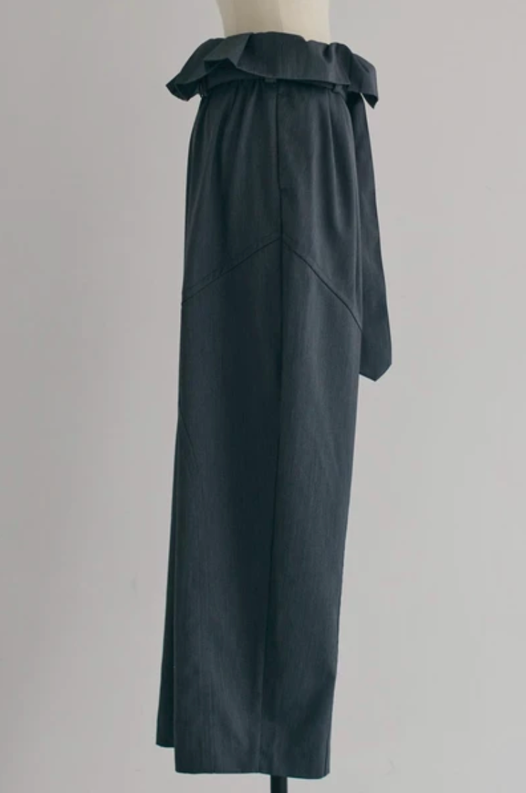 Foldover Wrap Wide-Leg Trousers