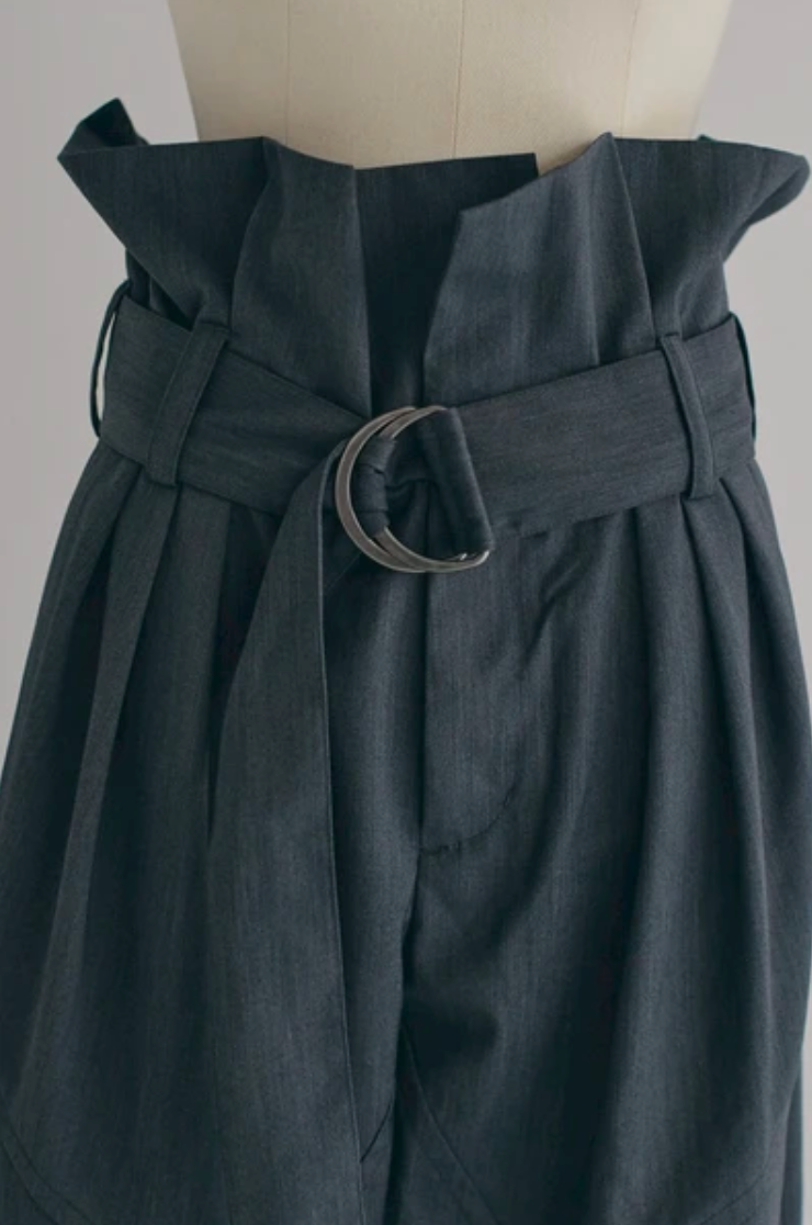Foldover Wrap Wide-Leg Trousers