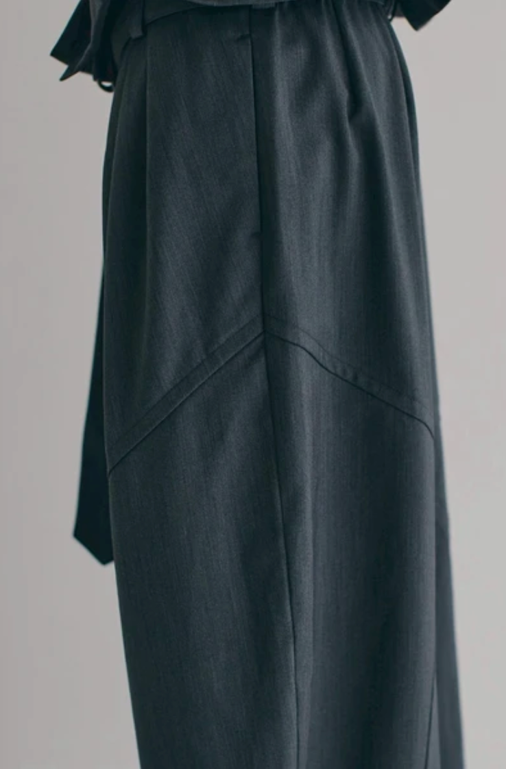 Foldover Wrap Wide-Leg Trousers