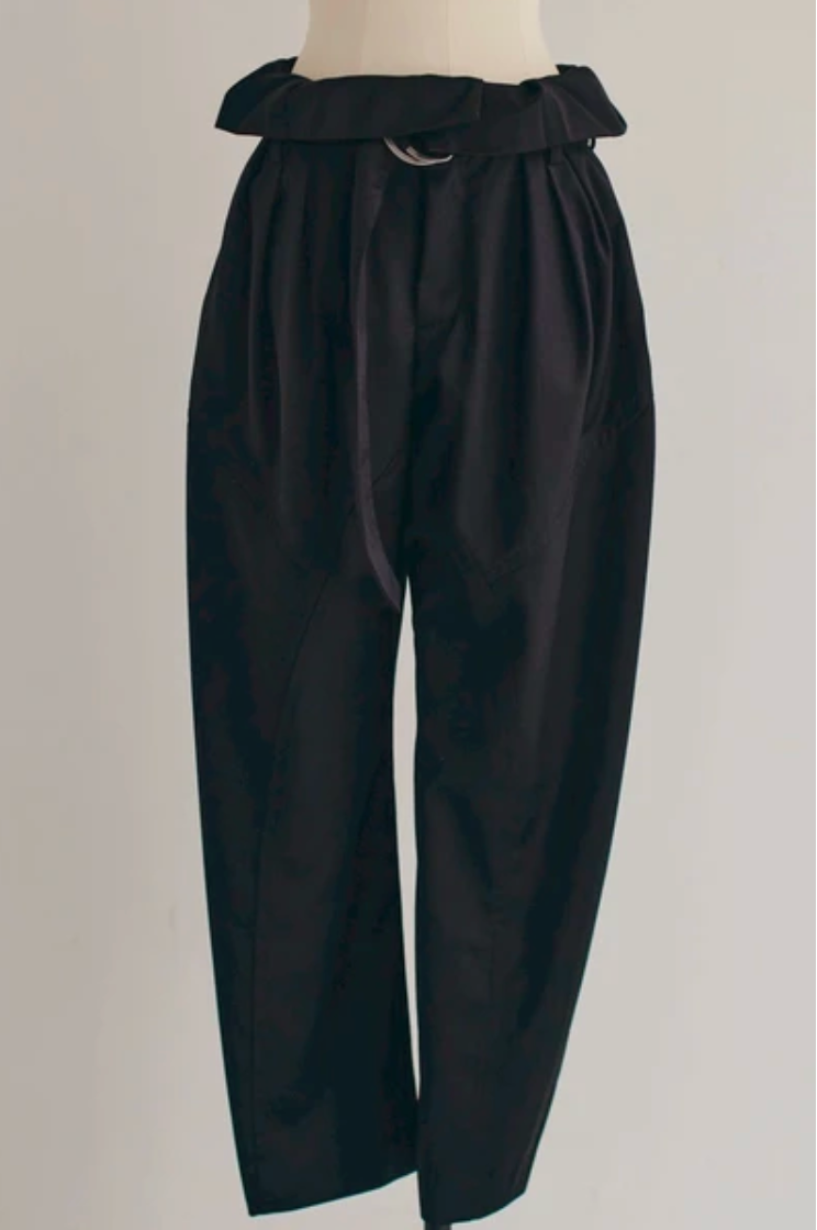 Foldover Wrap Wide-Leg Trousers