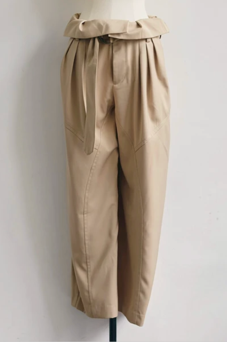 Foldover Wrap Wide-Leg Trousers