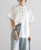 Gather Band Collar Shirt
