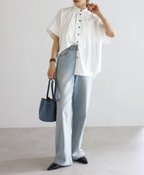 Gather Band Collar Shirt