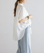 Gather Band Collar Shirt