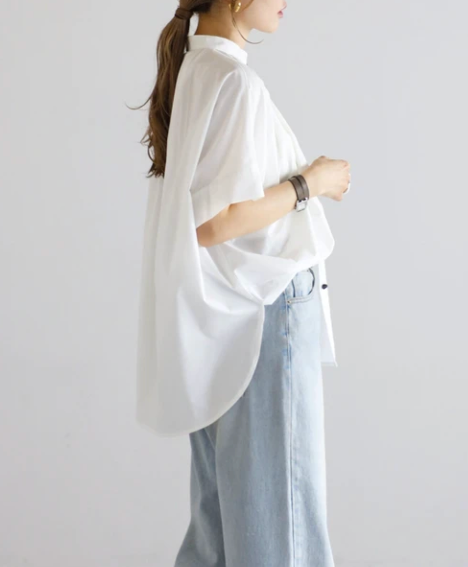 Gather Band Collar Shirt
