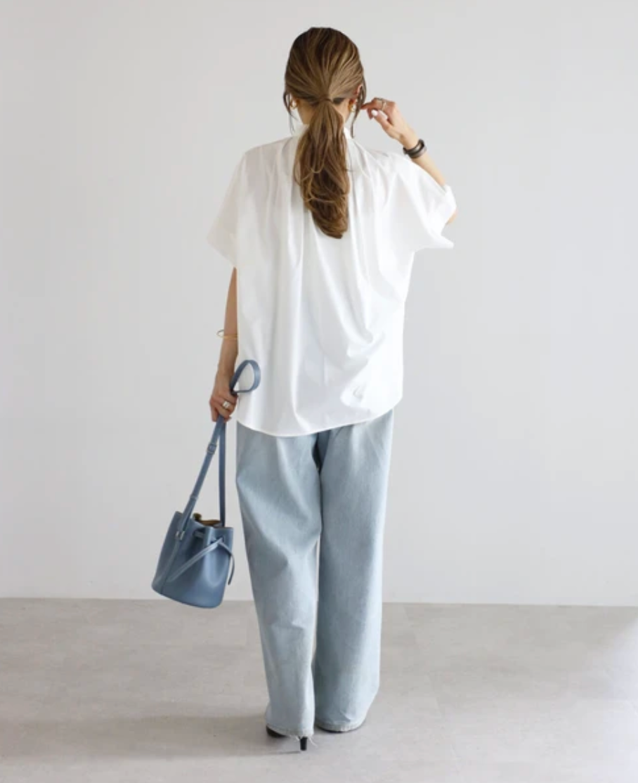 Gather Band Collar Shirt